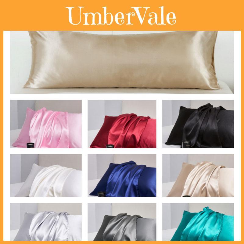 Premium Satin Pillowcase For Couples Bedding Pillow Cover Polyester Fiber Fabric Simulated Silk Material 20*54in Minimalist Style