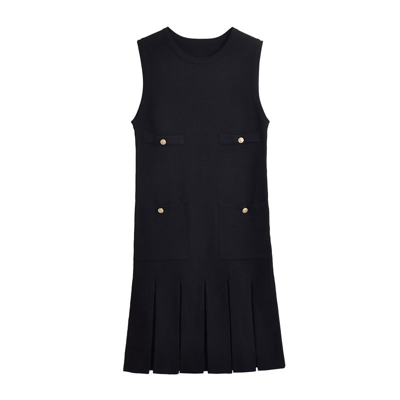 Kaslead New Arrival Women's Clothing Fashion Style Fashion Minimalist Wide Pleated Knitting Mini Dress 3859025