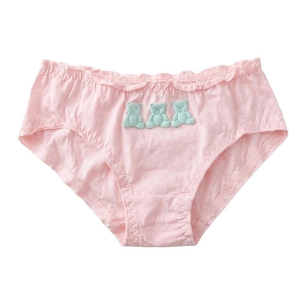 Lolita 3 Bears Panties Low Waist Cotton Panties Lovely Ruffle Briefs Women