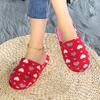 Women's Elegant Plush Slip-On Slippers with Heart Pattern Soft Cozy Indoor/Outdoor House Shoes