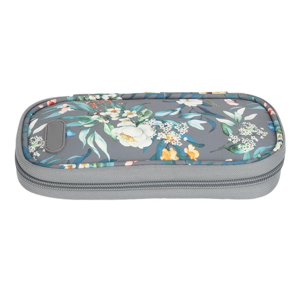 Insulin Cooler Case Portable Insulin Pen Cooling Bag Diabetes Supply Carrying Case for Travel Grey Camellia Flower