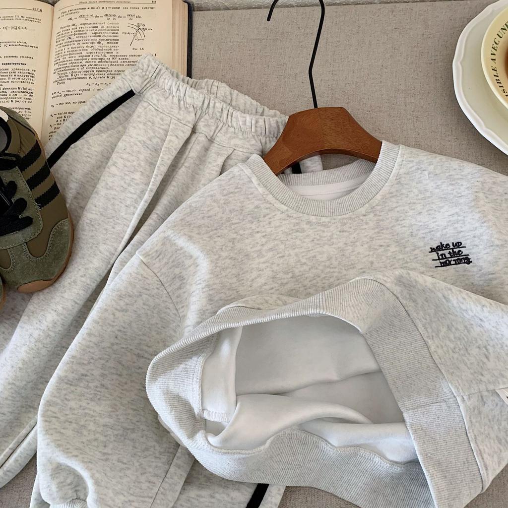 Children'S Suit Autumn New Boys Inlaid Simple Sweater + Casual Pants Two-Piece Set Trendy H0055