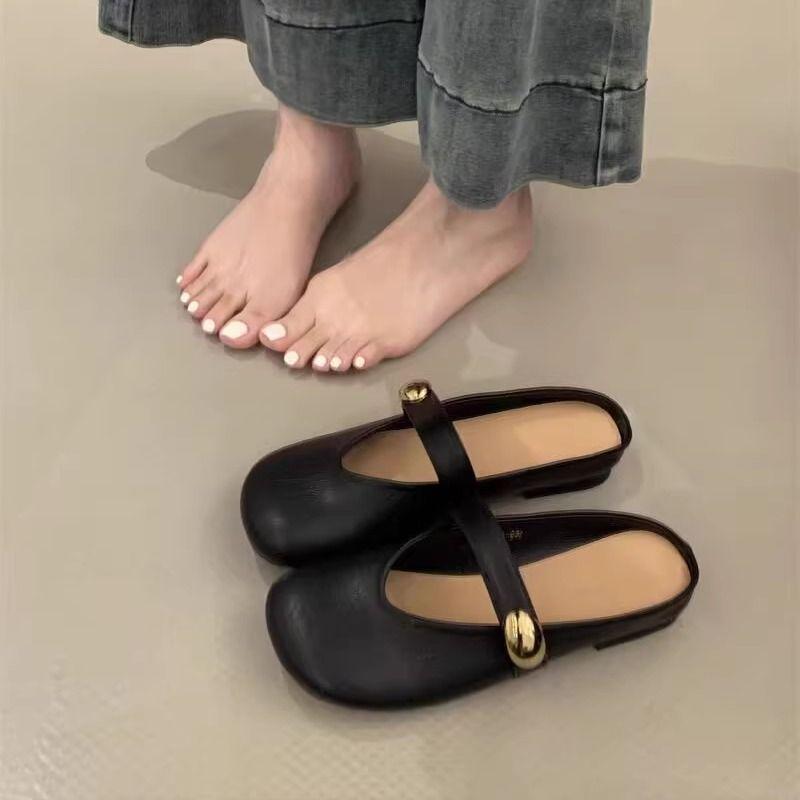 Soft Bottom Bag Head Slippers Women's Outer Wear 2025 Summer New Lazy Word with Inner Height Increase Half Slippers Soft Cute Round Head