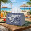1pc, 2D Flat Printing, Tissue Box Traditional Blue Willow Oriental Tissue Box Cover with Reinforced Edges And Washable End - Elegant/Western Suitable 