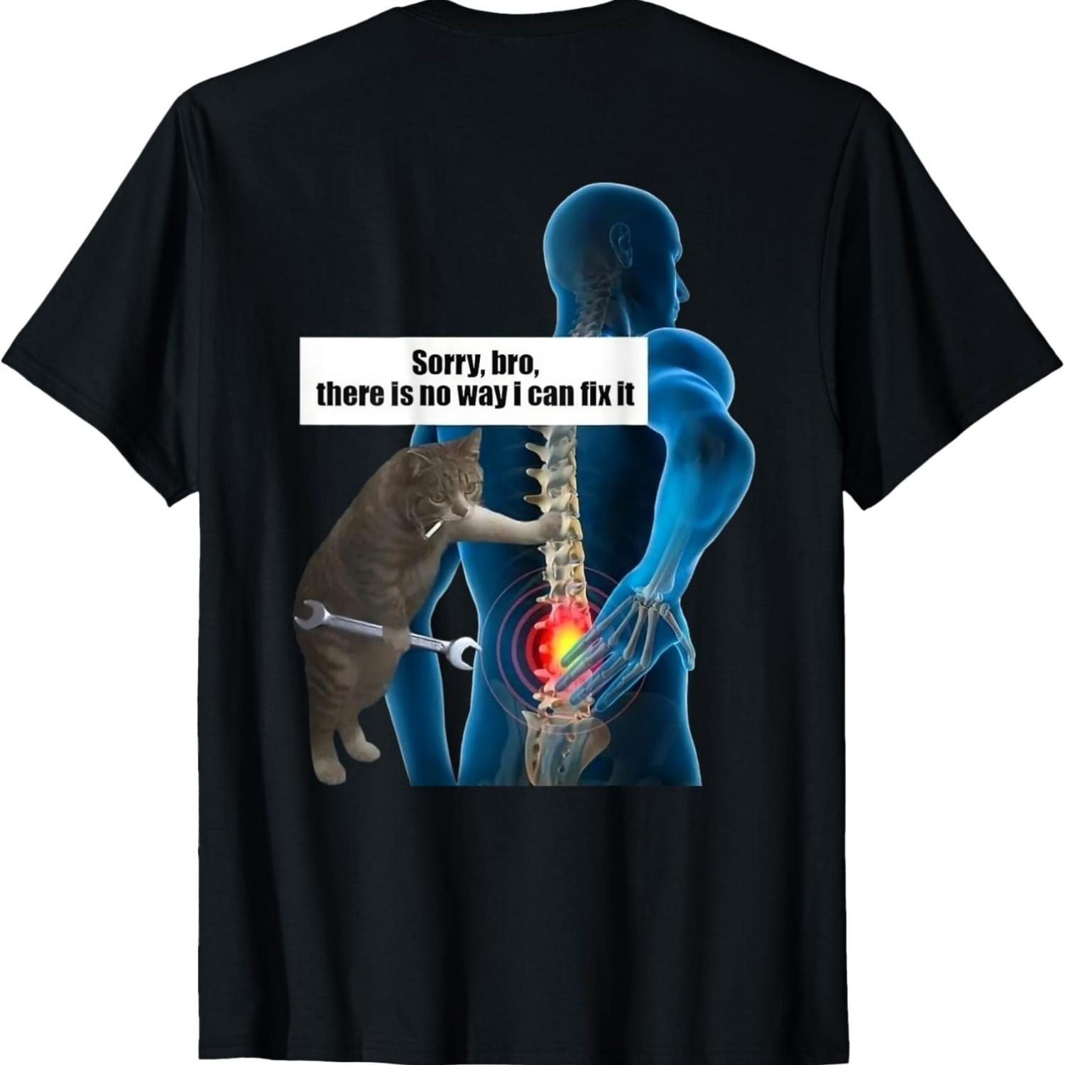 

Funny Cat Meme Back Pain Getting Old Sarcastic Middle Age Men Women T-Shirt S чёрный