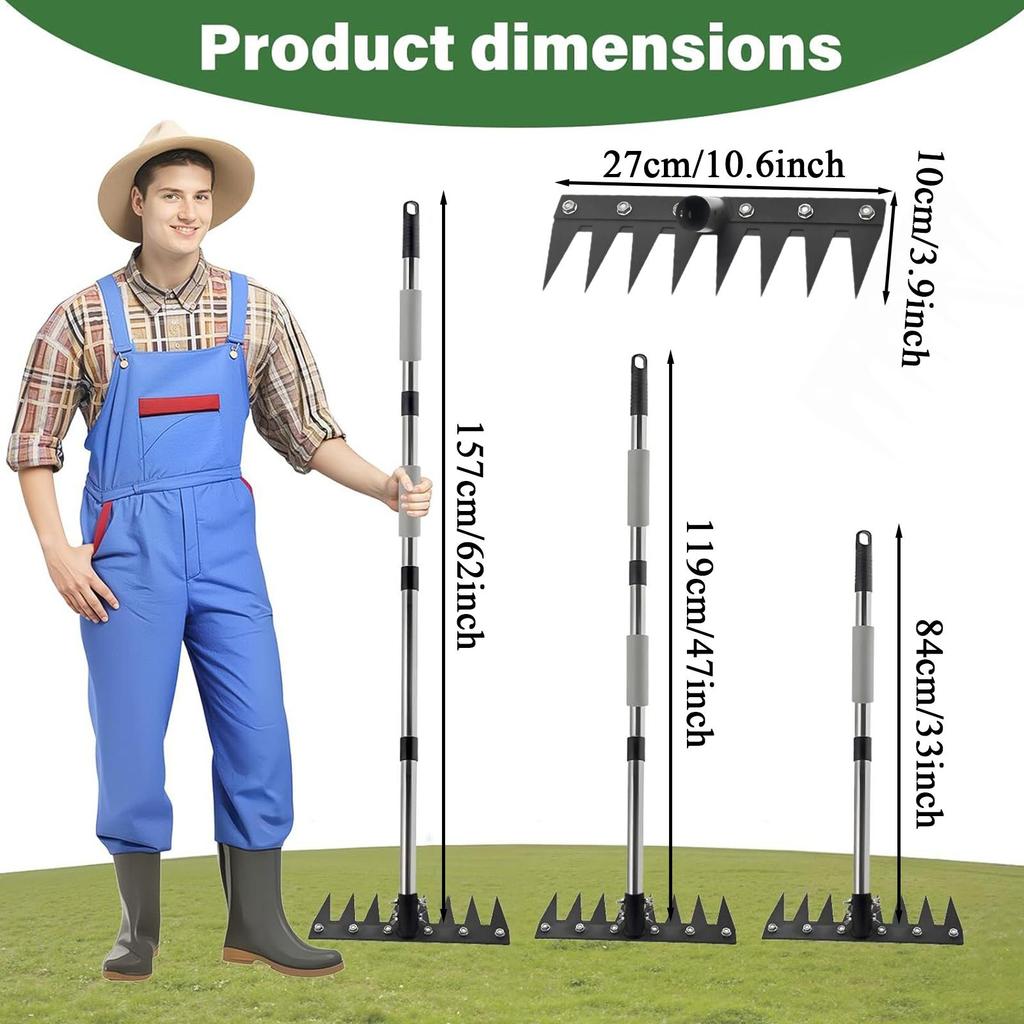 Herramienta Manual Deshierbadora de Mango Largo para Jardinería Paisajismo Aflojar la Tierra Extractor Ergonómico para Arrancar y Aflojar la Tierra