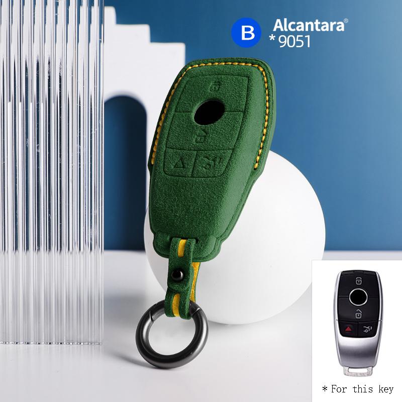 For Mercedes Benz C200L E300L S320 S350LS500l AMG GLC Alcantara Suede Car Key Case Cover Shell 4buttons Keychain
