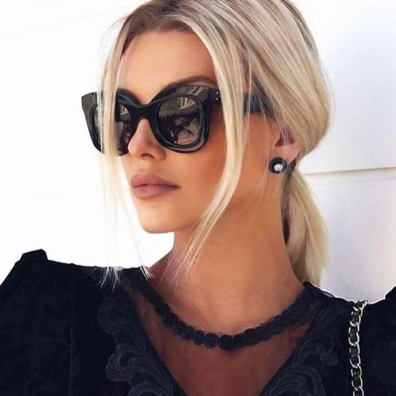 Vintage Large Frame Cat Eye Sunglasses Women Men Brand Sun Glasses Female Male Outdoors Classic Mirror Shades