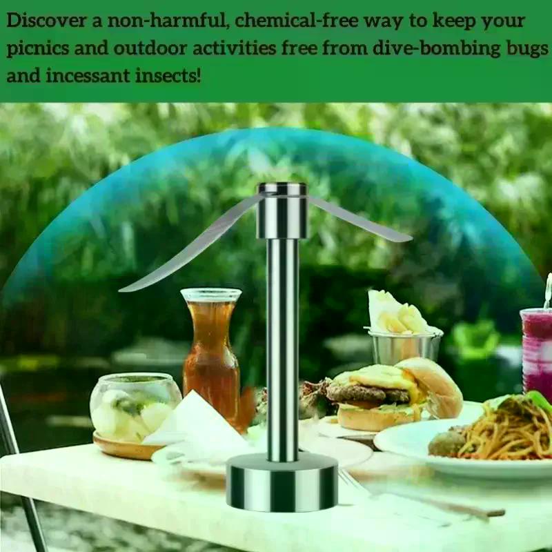 Portable Stainless Steel Fly Repellent Fan Silent Battery Power Automatic Fly Trap Keep Flies Away Table Pest Fan Home Outdoor