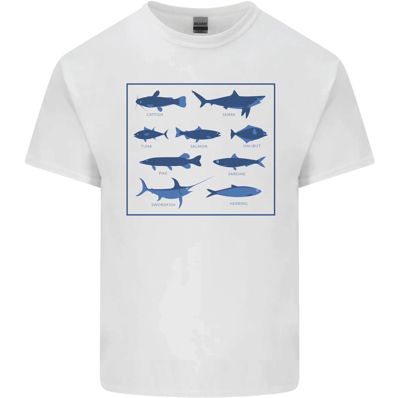 Fish Species Fishing Fisherman Shark Kids T-Shirt Childrens 4XL