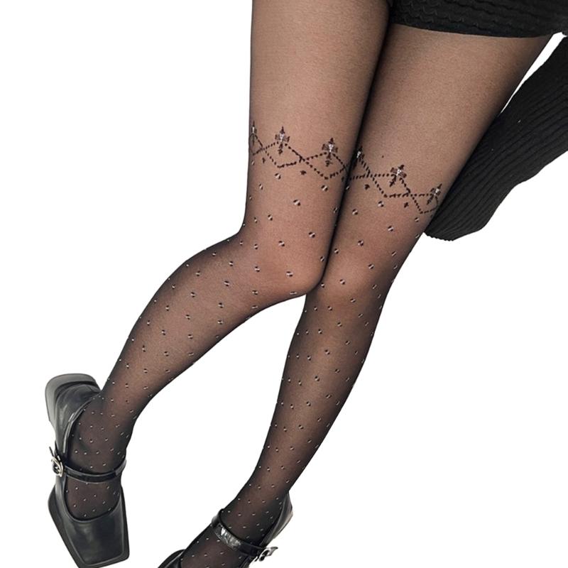 

Sheer Tights for Women Girls Patchwork Pantyhose Control Top Thigh High Stockings Silk Thin Stockings Tights Hosiery 1 чорний