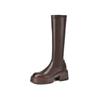 Autumn and winter leather knight boots women's comfortable platform large size women's boots square heel high heels round head new high boots women