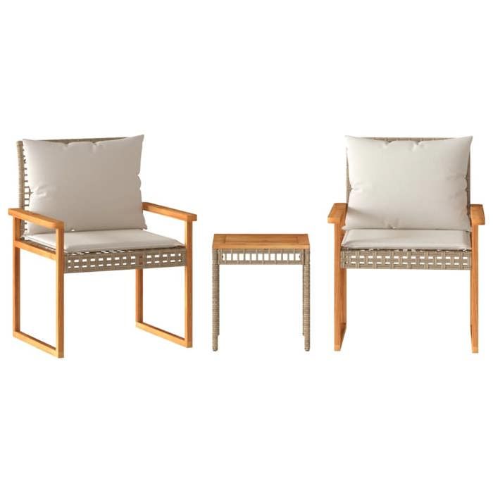 VidaXL Ensemble de Bistro et Coussins 3 pcs, Table et Chaises, Ensemble de Meubles de Jardin, Mobilier d'Extérieur, Mélange 365861