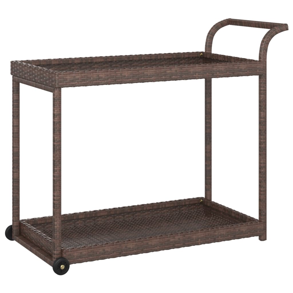 Vidaxl Bar Cart, Brown, 100X45X83 Cm, Poly Rattan