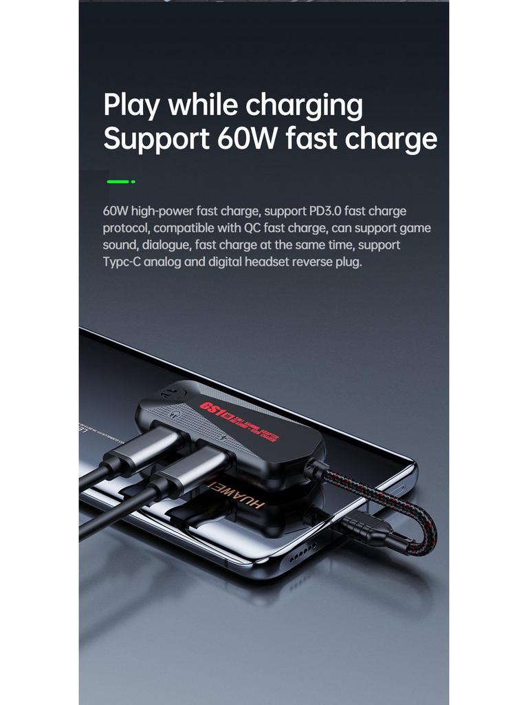 PLEXTONE GS1 3-in-1 USB-C Fast Charge 60W Gaming Sound Card