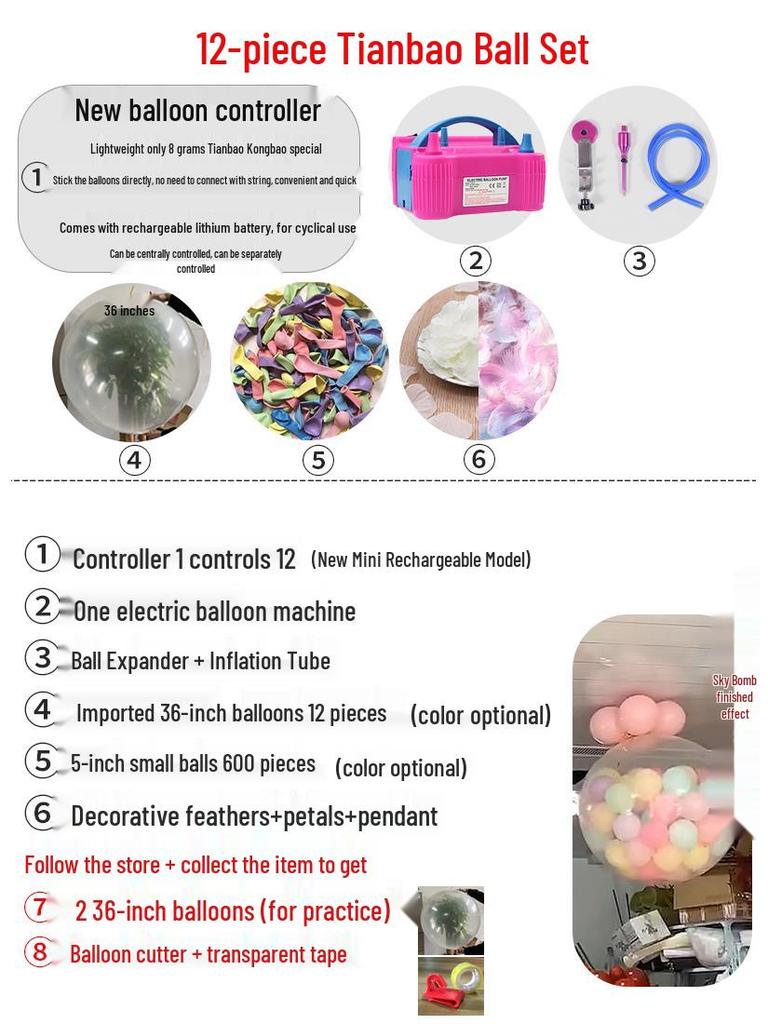 Outdoor Wedding Sky Explosion Balloons Set: Helium Balloons with Complete Assembly Tools for Hotels and Bridal Events