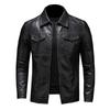 Men's Motorcycle Leather Jacket Large Size Pocket Black Zipper Lapel Slim Fit Male Spring and Autumn High Quality PU Coat KTB