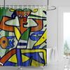 Abstract Cubist Shower Curtain - Bold Yellow Face With Red & Blue Accents, Waterproof With Grommets, Modern Art Bathroom Decor