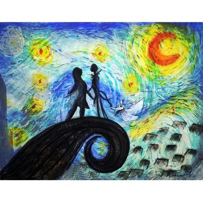 Pittura Diamante Rotondo Fai da Te 5D, Punto Croce Cartone Animato Amore Film Halloween Horror