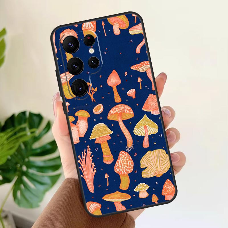 Mushroom Pattern Soft Case For Samsung Galaxy S24 Ultra S21 S22 S23 S25 Plus S20 FE S9 S10 S23 FE Phone Cover