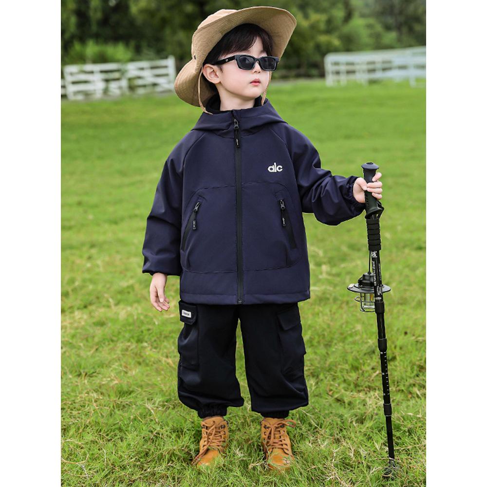 2025 Children's 3-in-1 Fleece-Lined Windbreaker - Boys' Hooded Jacket for Autumn & Winter