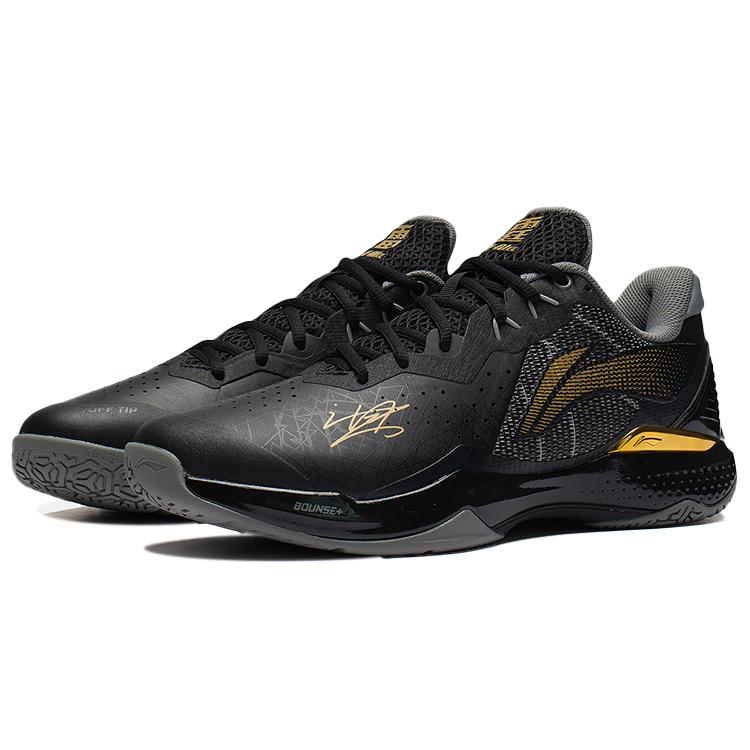 New LiNing Thunder Series Thunder CL Anti Slip Wear Resistant Low Top Badminton Shoes Unisex Black AYAS034-1