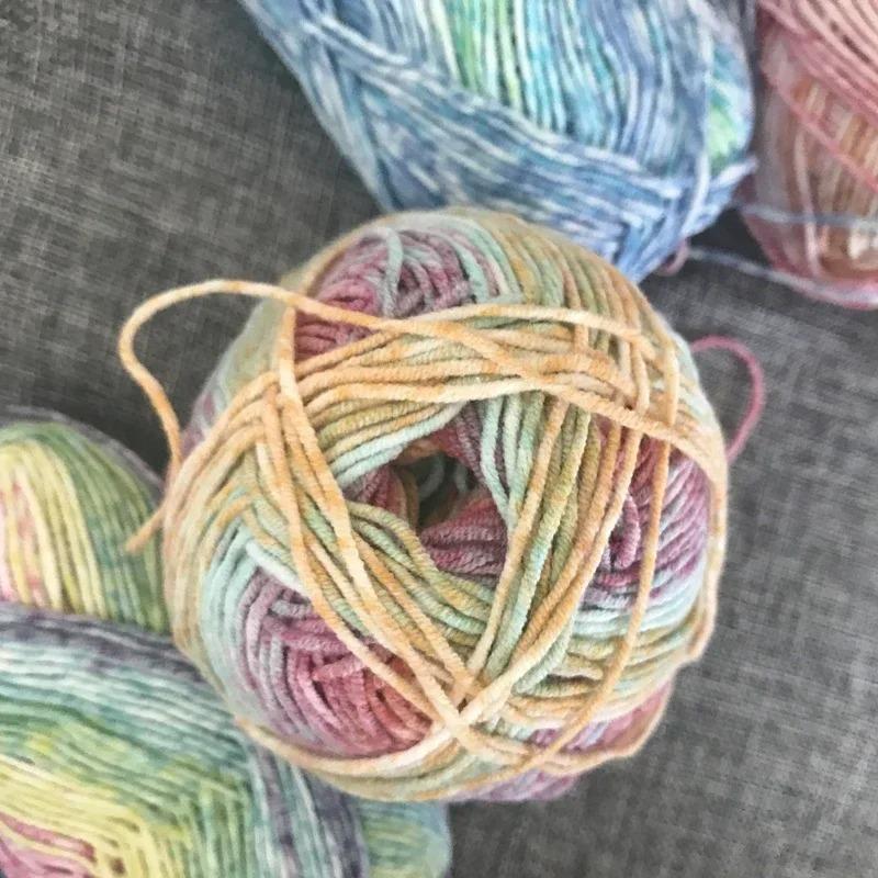 6pcs 240g/8.4oz Cotton Yarn Multicolor Gradient Yarn for Crochet & Knitting DIY Craft Yarn for CushionsTote Bags Home Decor Craft Materials