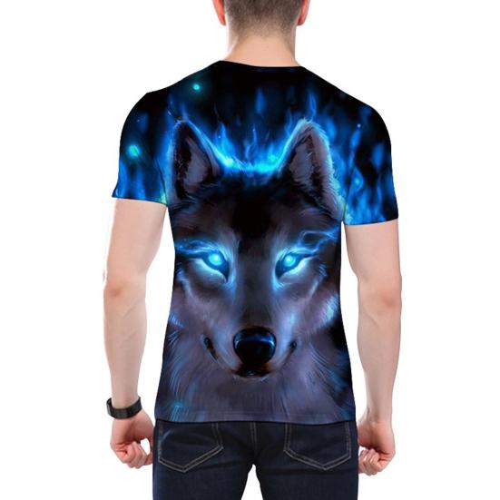 Unisex Vivid 3D Wolf Printed Short Sleeve T-shirt Round Neck Plus Size Tee Top