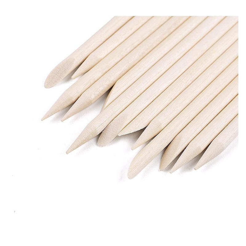100pcs Nail Art Orange Wood Stick Cuticle Pusher Remover Double Ended Dead Skin Removal Manicure Tool