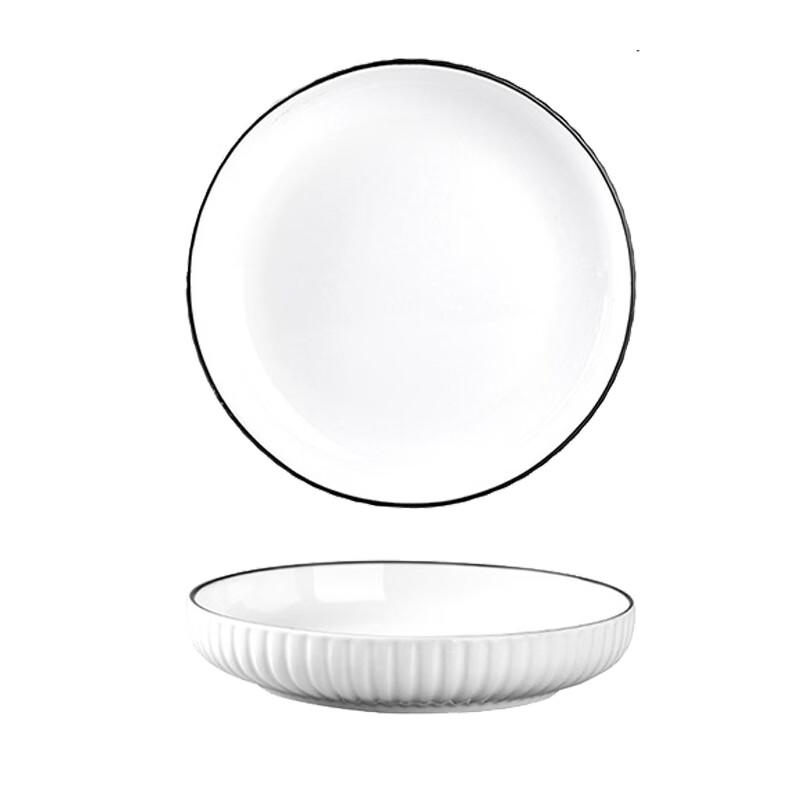 Cheng Fu Tang Ceramic Dinnerware with Black Vertical Stripe