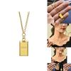 Stylish Women's Titanium Steel Gold Bar Necklace With Geometric Pendant Design