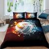 Voleybal Soft Duvet Cover Set Microfiber Sports Bal Theme Fire Plus Water Blend Voleybal Twin Beding Set Double Quen King-Sized Dimensionsd Dimensions