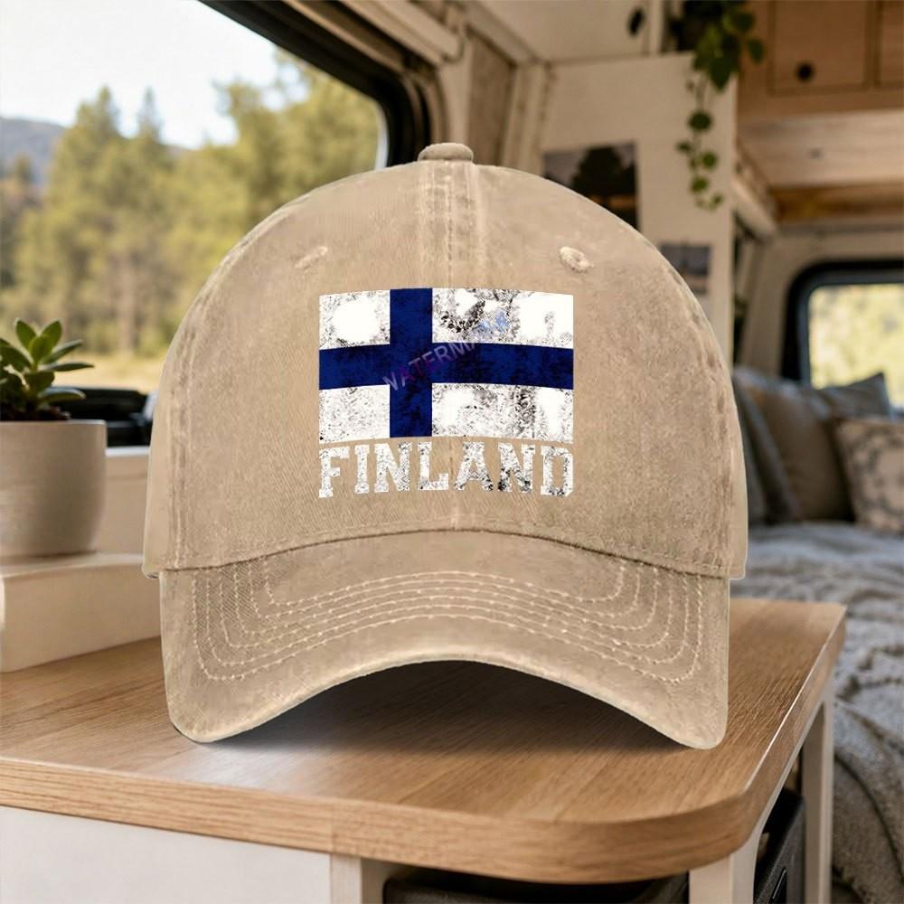 Finland Flag Distressed Washed Baseball Cap Unisex Casual Outdoor Hat for Daily Wear