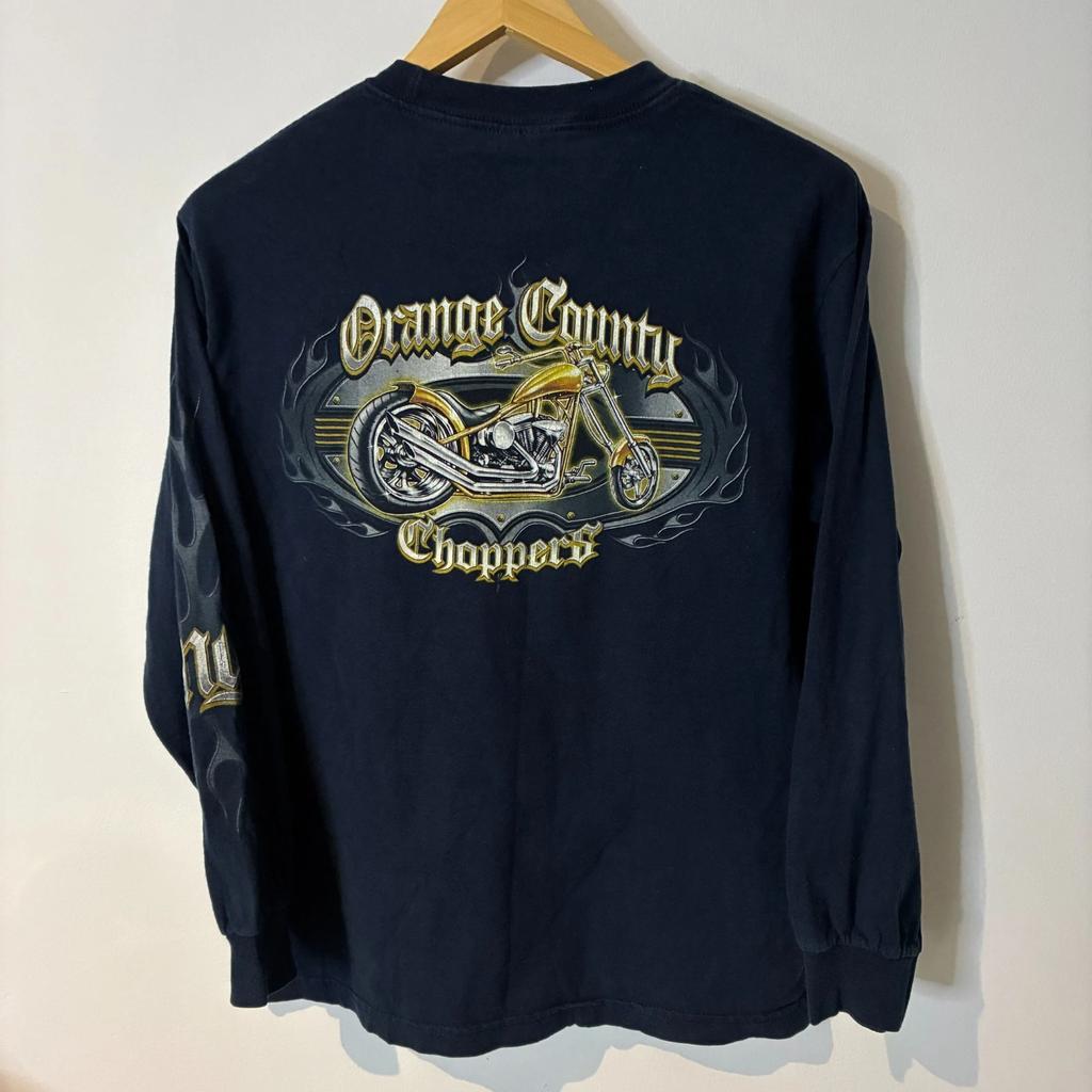 Vintage Orange County Choppers New York Tričko Pánské Střední Černé Dlouhý Rukáv Y2K