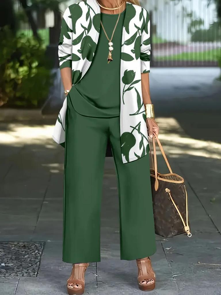 Autumn Women's 3-Piece Set Jacket Camisole Pants Outfit Korean Casual Set