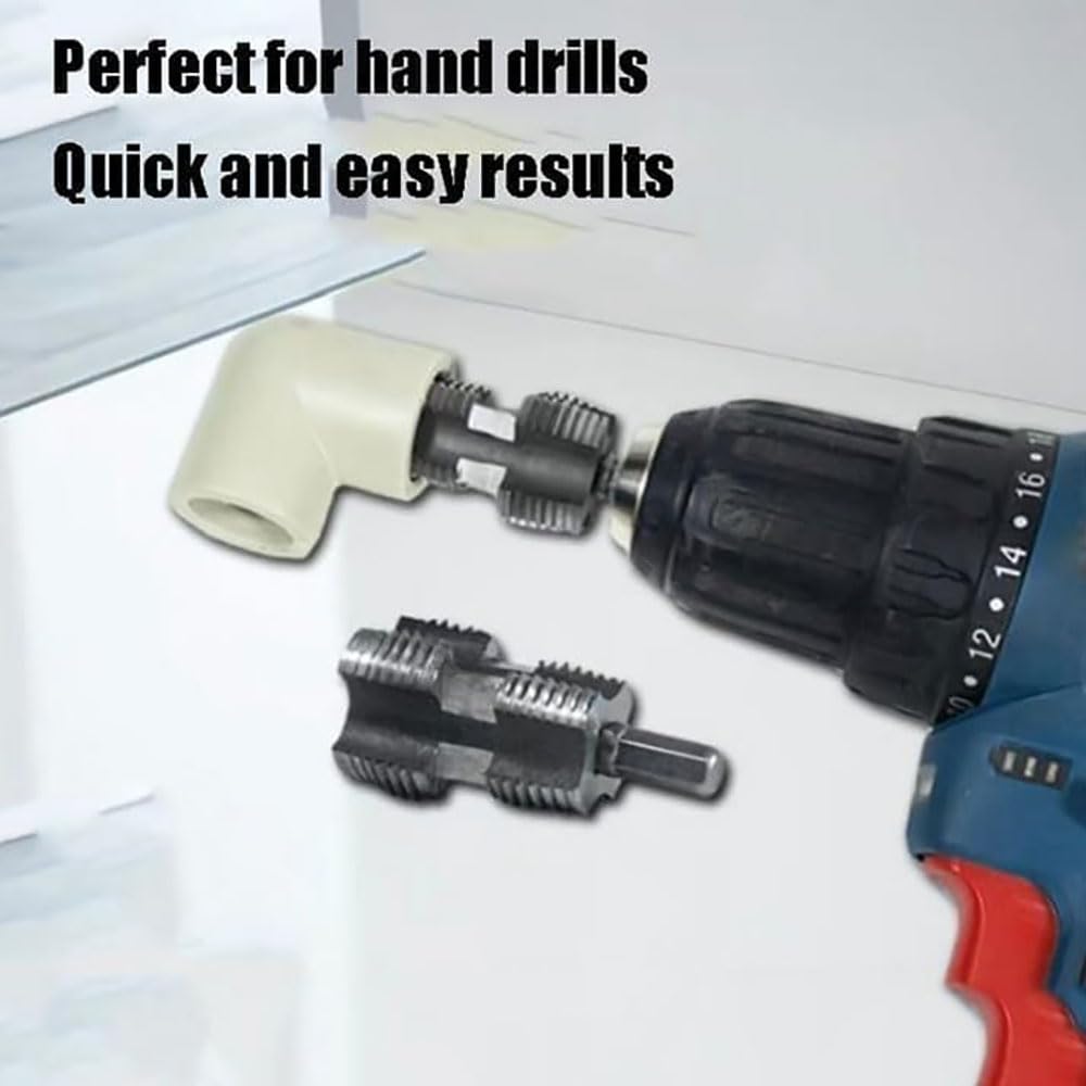 Integrated Internal & External Pipe Threading Tool, Pipe Thread Cutting Tool, PVC Rethreading  for Water Pipes, with Various Die Sizes,1/2", 3/4"