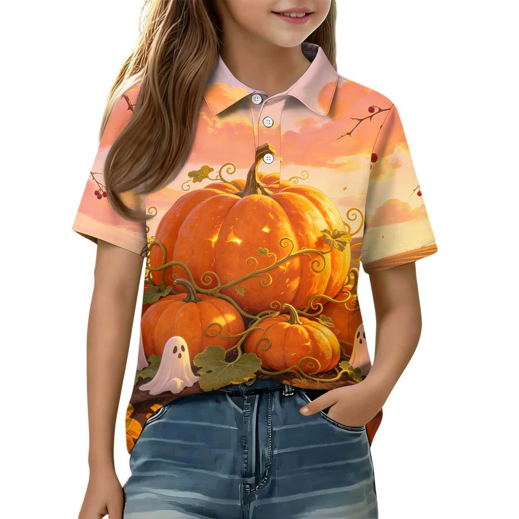 Kids' Halloween Printed Shirt Casual Short Sleeve for Boys Girls Party Costume