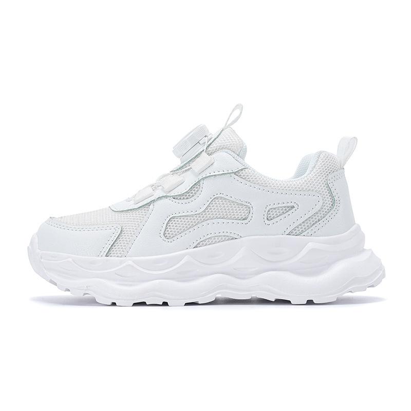 Children's Sports Shoes, Small White Shoes, Breathable Mesh Rotating Buckle, Lightweight, Middle-aged and Older Children's Students' Running Shoes, G