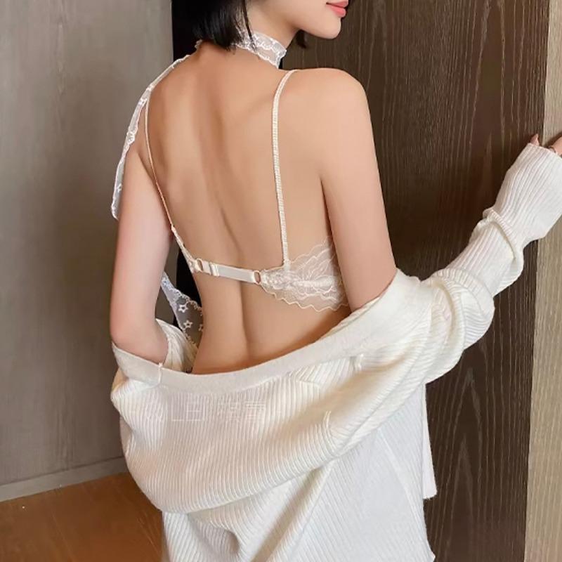 Lace underwear women's summer thin comfortable and breathable without steel ring sexy thin shoulder strap beautiful back bra cover new