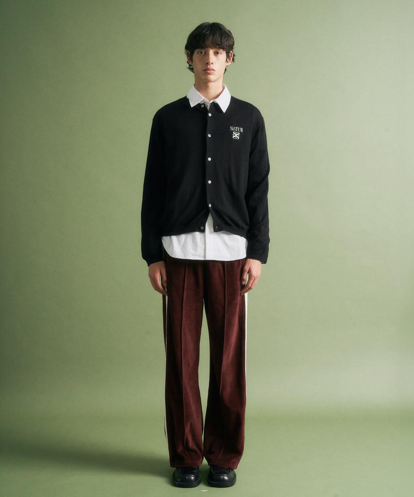 Satur Lauren Basic Crew Neck Fine Cardigan Black
