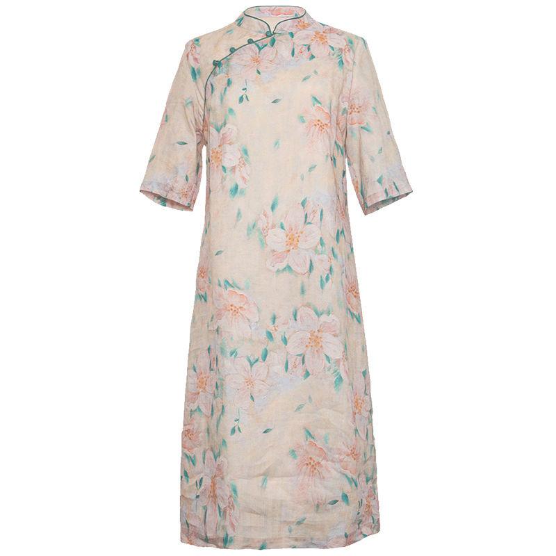Summer women's new Chinese dress retro improved cheongsam loose and thin skirt