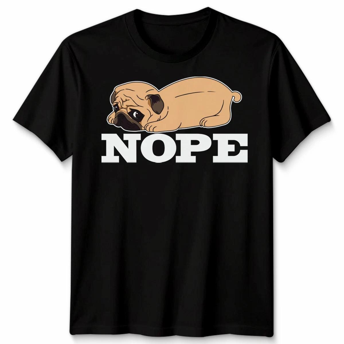 Nope Pug Dog Animals Mens T-Shirt Womens Graphic Tee Funny Unisex Top M