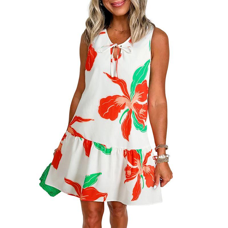 

American Shiying Retro Niche Floral High Waist Short dress Women 2025 Summer New Loose Vest Dress Flowers Size S fit (45.00 kg-55.00 kg