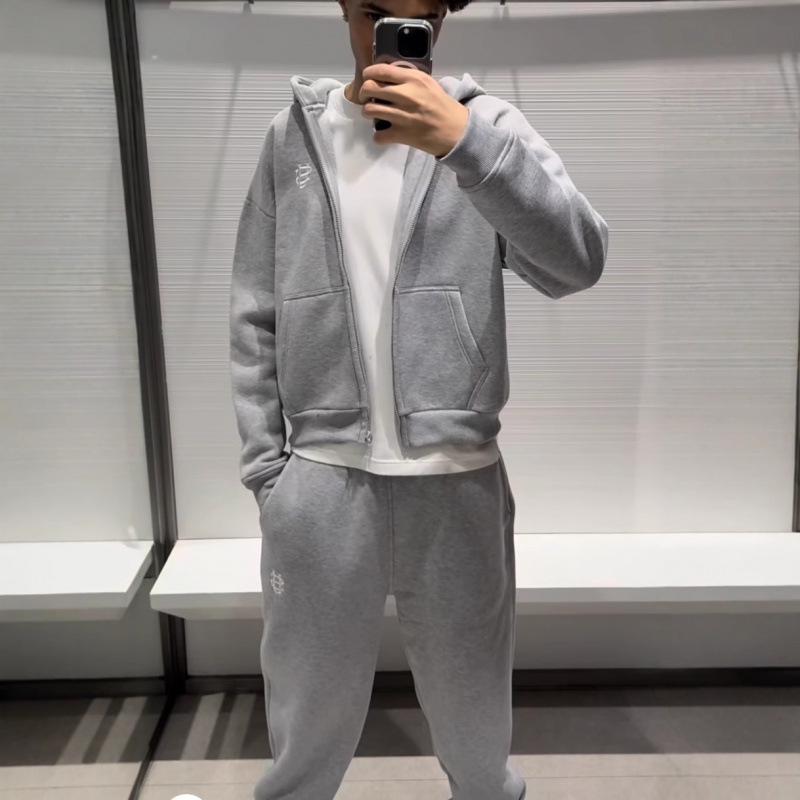 Unisex Gray Retro Zipper Hoodie - New Loose Fit Spring Cardigan Jacket