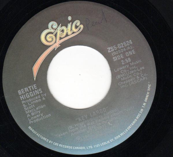 7inch Record BERTIE HIGGINS - Key Largo ZS502524 EPIC 1982 Canada Rock Used