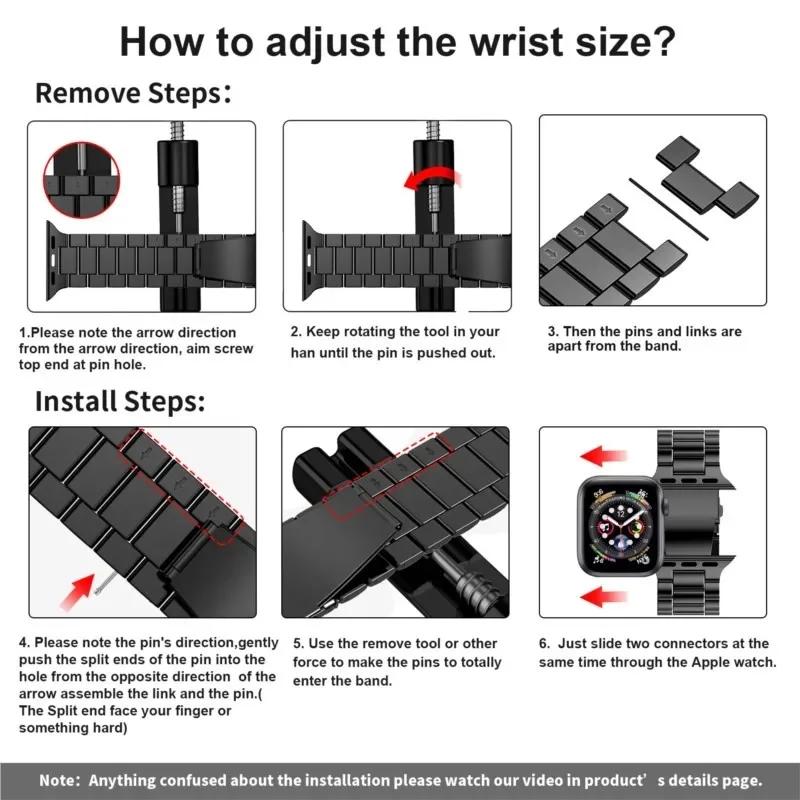 Stainless Steel Strap for Watch band 45mm 44mm Ultra 2 49mm 42mm-40mm-41mm-46mm Metal watchband series 10 9 8 7 6 5 4 3 se
