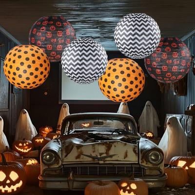 12Pcs Halloween Party Decorations Honeycomb Pumpkin Ball Lanterns Paper Fan Hanging Ornaments Indoor Outdoor Spooky Decor for Home Office Party