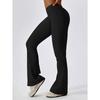 New Cross-Waist Sensual Sheer Yoga Pants Slimming High-Waisted Butt-Lifting Workout Fitness Solid-Colour Flared Trousers