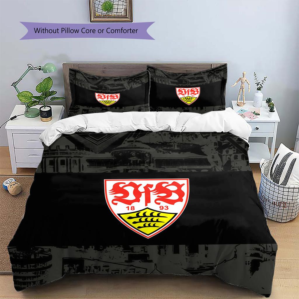 Set Copripiumino Trapuntato con Motivo VfB Stuttgart Decorazione per la Casa Regalo (1 * copripiumino + 2 * federe senza imbottitura)