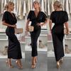 2025 Spring/Summer Satin Twist Bust Batwing Sleeve Dress for Women